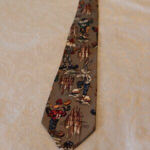 Warner Brothers Looney Tunes Vintage1993 Handmade Silk Sports Theme Tie